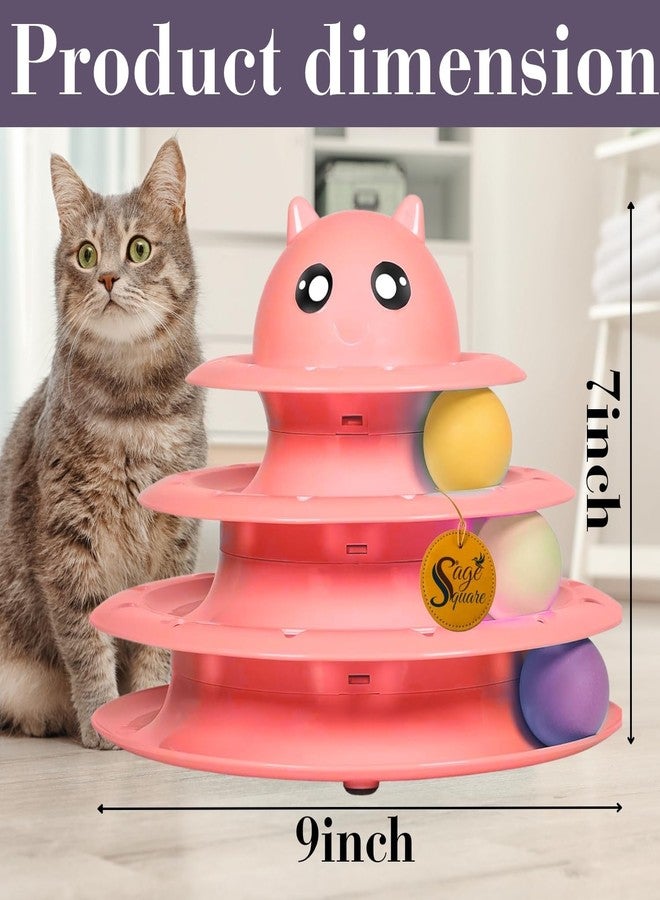 Sage Square Cat Toy Tower - Triple-Layer Ball Track Game for Indoor Cats & Kittens | Interactive Spinning Discs to Boost Hunting Instinct, Energy Release & Paw-Eye Coordination | Fun, Durable - Image 4